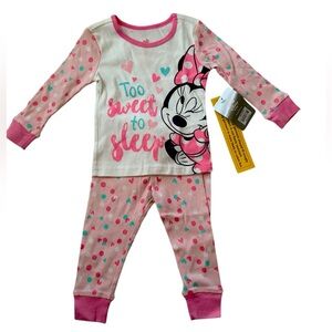 Disney Store Minnie Mouse Pink Infant Pajama Set Sz 12-18M